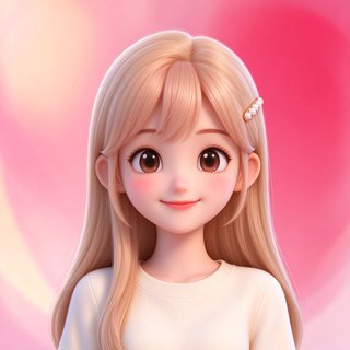 AI 人设桃桃头像，温柔软萌的杏色长发少女