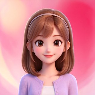 AI 人设悦悦头像，知性温婉的浅棕中长发少女