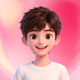 AI 人设阿哲头像，温柔阳光的深棕短发少年